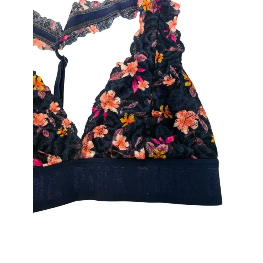 PINK Victoria's Secret Bralette Halter Floral Lace No Pads XS